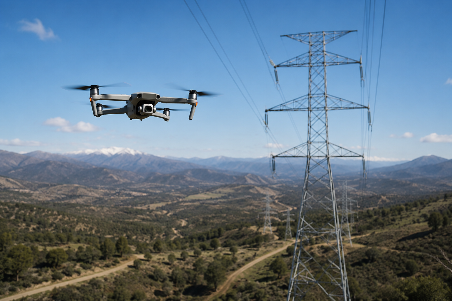 Dron realizando levantamiento aéreo sobre una franja de servidumbre
